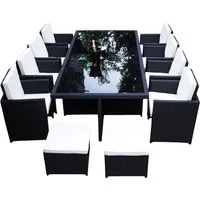 Ragnarök Möbel-Design Garten-Essgruppe Heimdall Esstisch Set 8+4, (Set, Polyrattan, Alu), Würfelsystem, klappbare Rückenlehne