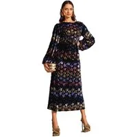 Love & Roses Midikleid Love & Roses Samt-Midikleid mit Pailletten Regular (1-tlg)