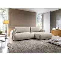 Goldstoff Ecksofa MAILO L-Form, mit Bettfunktion und Bettkasten, Sofa mit Schlaffunktion, Couch für Wohnzimmer - Schlafsofa - Eckcouch, Tiefe Sitzfläche & ergonomische Rückenlehne