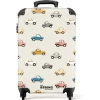 NoBoringSuitcases.com© Kinderkoffer Bunte Retro-Autos 55x35x20cm, 4 Rollen, Handgepäck Koffer, Hartschalenkoffer Kinder, Reisekoffer Jungen