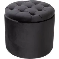 riess-ambiente Hocker MODERN BAROCK 50cm schwarz, Wohnzimmer · Samt · mit Stauraum · Aufbewahrungkorb