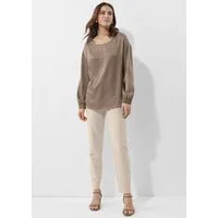 Alba Moda Shirtbluse Modische Bluse mit dezentem Glanz Unifarbenes Design mit femininem Rundhalsausschnitt