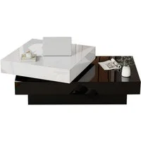 Merax Couchtisch drehbar mit Stauraum & 2 Ebenen (1-St., 1 Tisch), Wohnzimmertisch Hochglanz Sofatisch Beistelltisch, 100x60x35cm