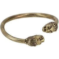 Guru-Shop Armreif Boho Armreifen, Ethno Armspange - Löwenköpfe gold