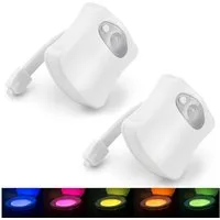 HAC24 LED Nachtlicht LED Toilettenlicht WC Nachtlicht Toiletten Lampe Beleuchtung Klolicht, LED fest integriert, Farbwechsel, mit Bewegungsmelder Batteriebetrieben