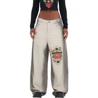 Ed Hardy Relax-fit-Jeans Jeans Ed Hardy Womens In Memory Applique Applikation aus Raw-Edge-Denim mit Kreuz- und Herz-Tattoo-Print