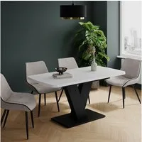 Vicco Esstisch Fenaro, Weiß/Schwarz/Schwarz, 120 x 80 cm ausziehbar (1-St)