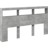 vidaXL Bett LED-Kopfteil mit Ablage Betongrau 180x17x102 cm (1-tlg)