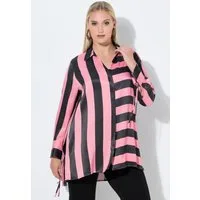 Ulla Popken Hemdbluse Bluse Blockstreifen Hemdkragen Langarm
