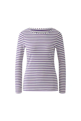 Oui - SUMIKO Langarmshirt violett white - Gr. - 34