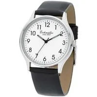 Eichmüller Quarzuhr Herren, Sehr flaches Gehäuse, Weißes Zifferblatt 3050-01, Lederarmband, Elegante Armbanduhr für Business und Freizeit