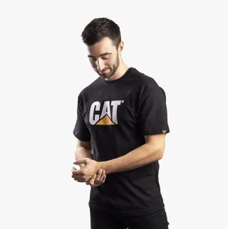 CAT MARKENLOGO Herren Baumwoll-T-Shirt Schwarz