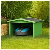 HTI-Living Mähroboter-Garage Garage für Mähroboter Robustes Holzhaus mit Wetterschutz Grün, BxTxH: 87x80x50 cm, für Mähroboter, (1 Stück, 1-St., 1 Rasenmähergarage)