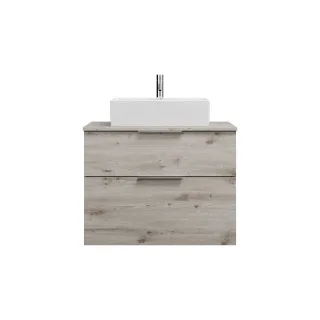 Burgbad Keramik Waschtisch-Set Eqio Eiche Dekor Silber/Alpinweiss, SGUP080F6015C0001 SGUP080F6015C0001