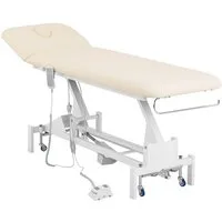 Physa Massageliege elektrisch Massagebank Therapieliege 200 kg Beige Fußpedal Räder, Beige