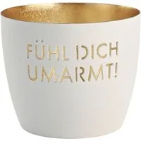 Giftcompany Windlicht Madras Windlicht M Fühl dich umarmt! weiß/gold 8,5cm