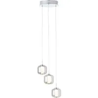 Brilliant Pendelleuchte Rafa, LED fest integriert, Warmweiß, LED Hängelampe 3flg Rondell chrom/rauchglas