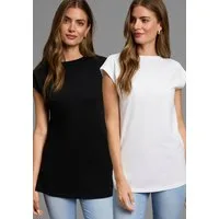 Laura Scott Longshirt (2er-Pack) in verlängerter Form, mit seitlichen Schlitzen