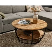 Stolkom Sp.z.o.o. Couchtisch Jambi (Couchtisch, OTTOs Choice), rund Massivholz mit Ablage