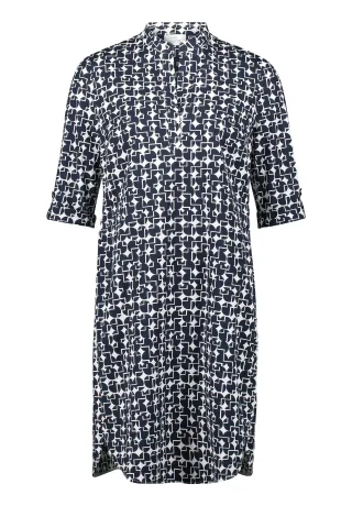 Robe Légère - Hemdblusenkleid weiß/dunkelblau - Gr. - 48