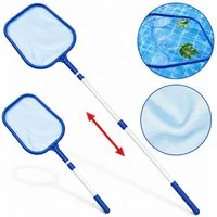 Hecht Kescher mit Teleskopstange, extra großes Netz, feinmaschig, Poolreinigung, Komplett Zubehör Set, für Schwimmbad, Pool, Planschbecken, Teich
