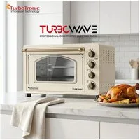 TurboTronic by Z-Line Minibackofen 2000 W 45 l Mini Backofen Retro mit Umluft Drehspieß Grill Pizzaofen, Tischbackofen, kleiner Backofen, Mini Ofen, freistehend, Retro Design