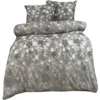 One Home Bettwäsche Winter Fleece, Fleece, 2 teilig, Schneeflocken, kuschelig flauschig warm weich Winter Übergröße