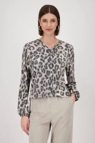 monari - Jacke mit Leopardenmuster greige gemustert - Gr. - 46