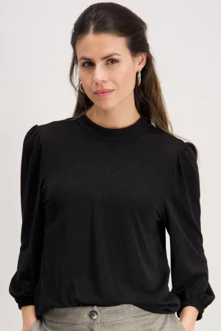 signe nature - Einfarbige Bluse mit Lurex schwarz - Gr. - 46