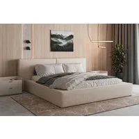 MOEBLO Polsterbett aus Bouclé Bett 06 (Bezug: Boucle, Doppelbett mit Kopfstütze, Rahmenbettgestell, mit Bettkasten und Lattenrost), gepolstertes Kopfteil