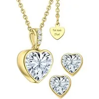 LOVENEST Schmuckset Schmuck Set Silber925 / Gold vergoldet Kette Ohrringe Ich Liebe Dich (Set, 3-tlg., Weihnachten, Geburtstag, Hochzeitstag), Kette und Ohrringe Set, hochwertiges Geschenk Frau Ehefrau Freundin
