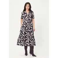 Olsen Midikleid Kleid mit Hemdblusenkragen und Allover-Dessin
