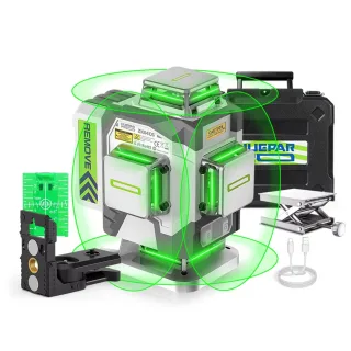 Huepar ZK04CG 4D 16 Lines Green Laser Level 4x360 Pulse Mode Self-Leveling ±2mm/10m Accuracy Rechargeable 8000mAh Batter