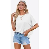 Imily Bela T-Shirt Damen Lässige Kurzarm Tops (Packung, 1-tlg., 1per-Pack) Einfarbig