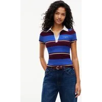 Tommy Jeans Poloshirt TJW SLIM SCRIPT RIB SS POLO Baumwollmischung, slim fit, figurbetont, in gerippter Struktur