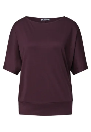 Street One - Basic Shirt mit Boat Neck und Elastikbund rustic rouge - Gr. - 38