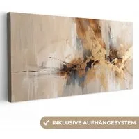 OneMillionCanvasses® Leinwandbild Panorama Modern - Braun - Abstrakt - Beige, Fotodruck (1 St), Leinwand Bilder für Wohnzimmer Schlafzimmer 60x30 cm
