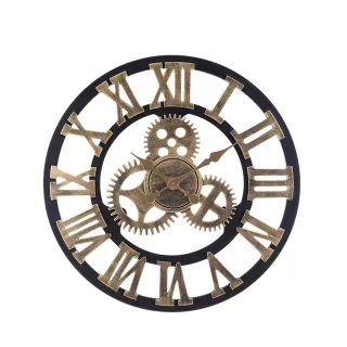 Livingandhome Wanduhr, Gold, Holzwerkstoff, 58x4.5x58 cm, Dekoration, Uhren, Wanduhren