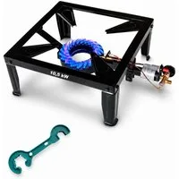 BlueCraft Gaskocher Hockerkocher 10,5 kW Gas mit Zündsicherung Piezozündung für Gasflasche, (Inklusive 2 in 1 Gasregler-Schlüssel mit Magnet), 4 Bein Profi Gasbrenner Gusseisen für Camping Räucheröfen Wok Kocher