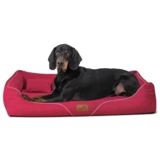 Tierlando WILLIAM Couture - Orthopädisches Hundebett dunkelrot 1,1 m, 22 cm, 85 cm