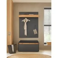 Home affaire Garderoben-Set GIRON/CiTY, moderne Garderobe, Komplettset mit viel Stauraum, (Komplett-Set, 2-St), enthält Garderobenpaneel & Schuhbank inkl. Sitzkissen, 100 cm breit