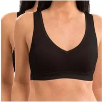HERMKO Bustier 5420 (2er) Baumwolle/Elastan, breite Träger, Weichbund-Abschluss, V-Ausschnitt