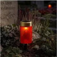 MARELIDA LED-Kerze LED Solar Grablicht Grabkerze Herz Grableuchte H: 12cm rot Lichtsensor (1-tlg)