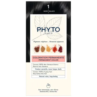 PHYTO PHYTOCOLOR Permanente Haarfarbe — Farbe 1 Schwarz (Botanische Pigmentformel)
