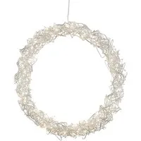 Spetebo Dekokranz LED Metallkranz zum Hängen Ø 30 cm - silber, Deko Kranz zum Hängen beleuchtet - Weihnachts Tür Dekoration mit Timer