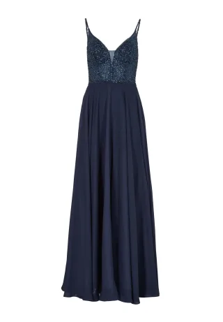 hey kyla - Abendkleid aus Materialmix navy - Gr. - 34