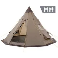 CampFeuer Tipi-Zelt Tipi Zelt Spirit für 4 Personen, 3000 mm Wassersäule, Braun, Kegelzelt, Personen: 4