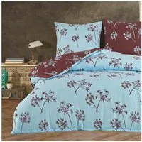 Buymax Bettwäsche Idil, Renforcé: 100% Baumwolle, 2 teilig, 155x220 cm, mit Reißverschluss, Geblümt, Löwenzahn, Türkis Braun