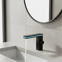 LuxaSteel Waschbeckenbrause Wasserhahn, Badarmatur, LED Wasserhahn (Komplettset, Komplettset) integriertes Wasserkraftwerk, weicher Wasserstrahl, Temperaturanzeige