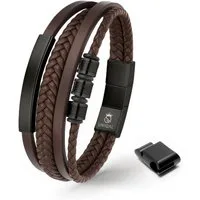 UNIQAL.de Lederarmband Herren "SHAPE" handgefertigt, geflochten, verstellbar (Klassisch, casual, elegant), aus Rindsleder, Edelstahl-Magnetverschluss mit Verlängerungsglied